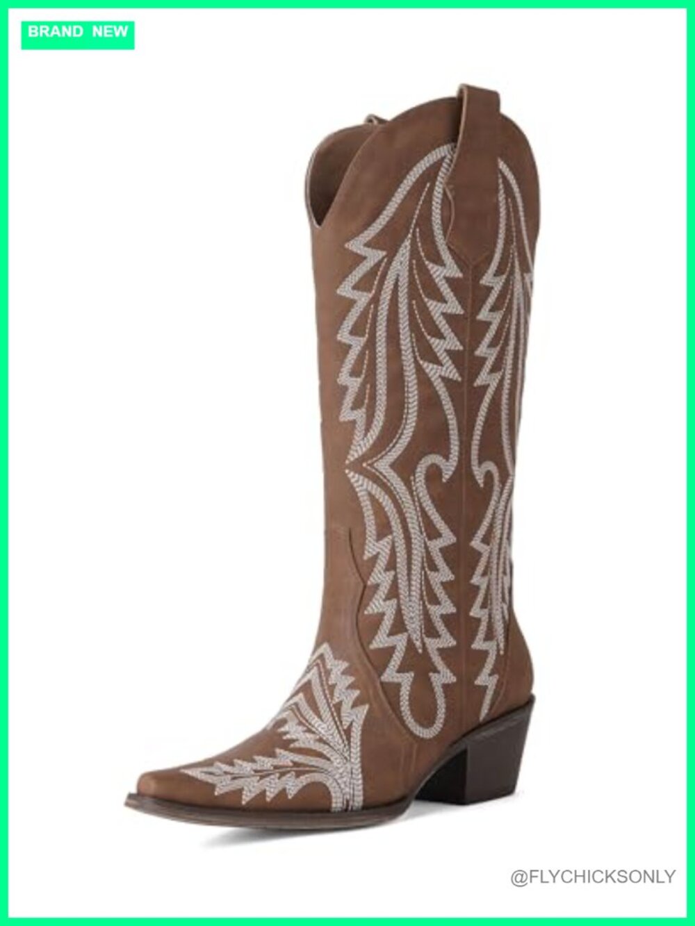 Mid Calf Western Cowgirl Boots Snip Toe Side Zipper Chunky Heel